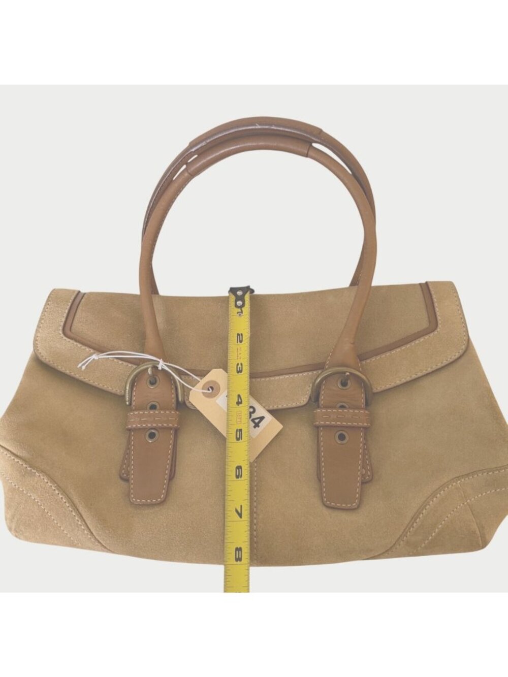 Vintage 2004 Coach Camel Soho Flap Satchel No.9674 Beautiful Suede Bag - Picture 8 of 9